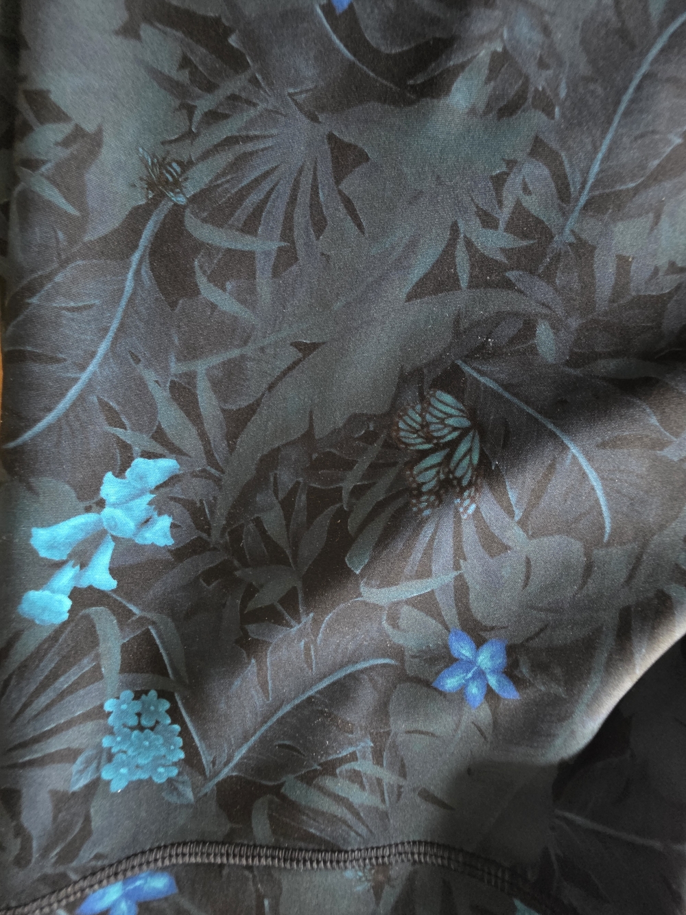 Greyson Black Leggings with Teal Floral Jacquard - Picture 2 of 4